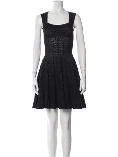 Pre-owned Alaïa Square Neckline Mini Dress In Black