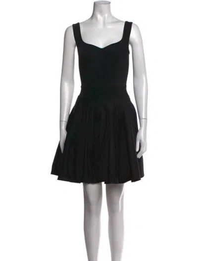 Pre-owned Alaïa Square Neckline Mini Dress In Black