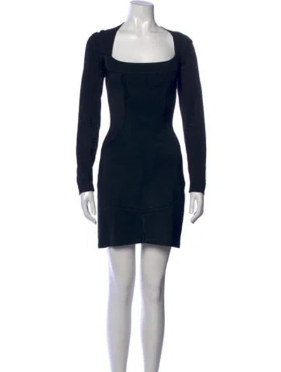 Pre-owned Alaïa Square Neckline Mini Dress In Black