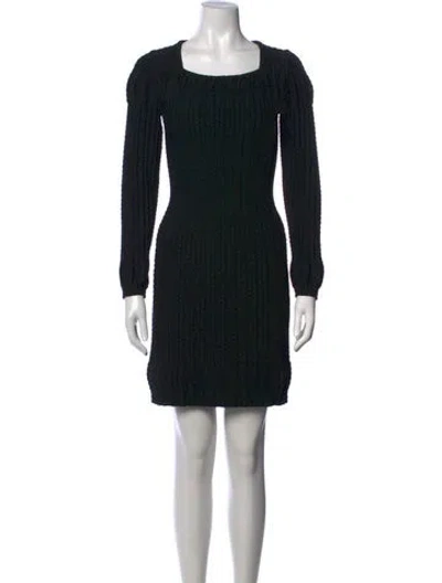 Pre-owned Alaïa Square Neckline Mini Dress In Black