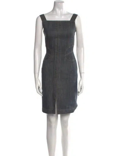 Pre-owned Alaïa Square Neckline Mini Dress In Blue
