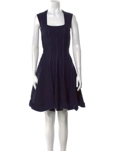 Pre-owned Alaïa Square Neckline Mini Dress In Blue