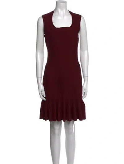 Pre-owned Alaïa Square Neckline Mini Dress In Burgundy