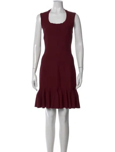 Pre-owned Alaïa Square Neckline Mini Dress In Burgundy