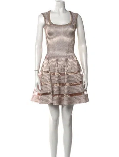 Pre-owned Alaïa Square Neckline Mini Dress In Gold