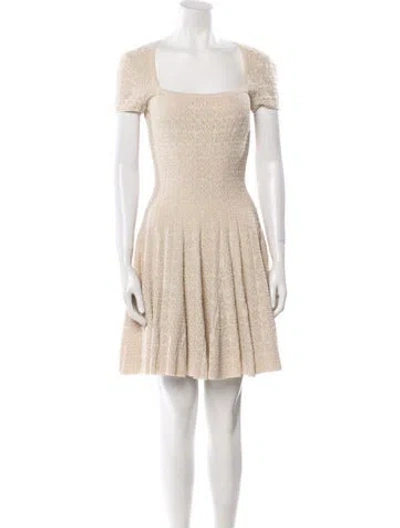 Pre-owned Alaïa Square Neckline Mini Dress In Neutral