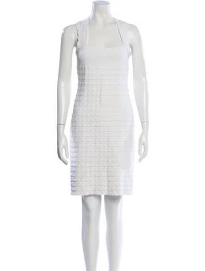 Pre-owned Alaïa Square Neckline Mini Dress In Neutral