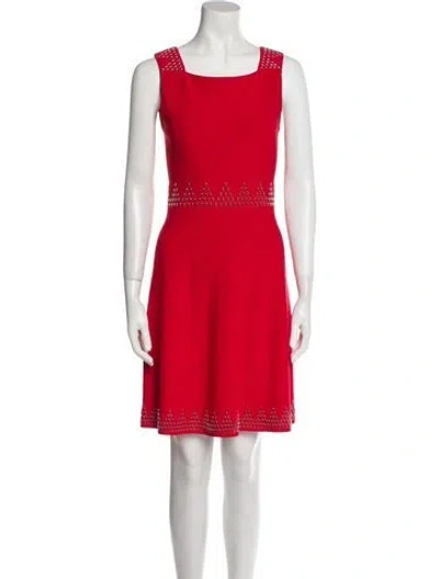 Pre-owned Alaïa Square Neckline Mini Dress In Red