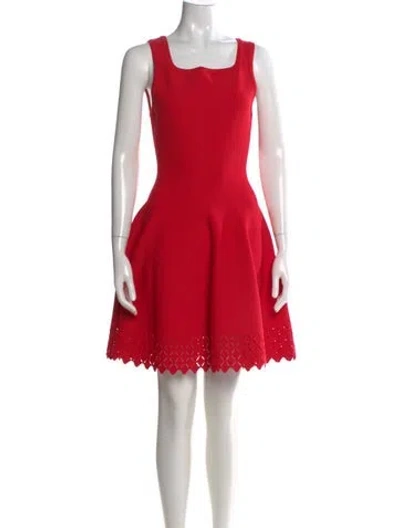 Pre-owned Alaïa Square Neckline Mini Dress In Red