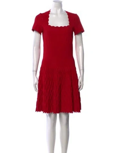 Pre-owned Alaïa Square Neckline Mini Dress In Red