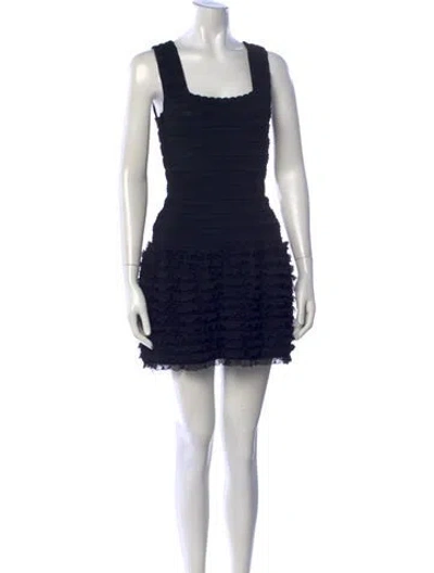Pre-owned Alaïa Square Neckline Mini Dress W/ Tags In Blue