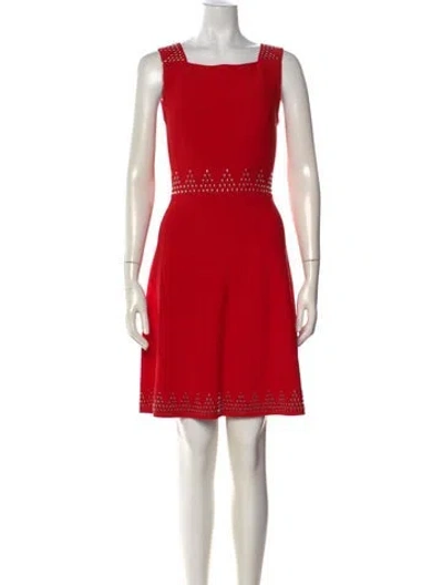 Pre-owned Alaïa Square Neckline Mini Dress W/ Tags In Red