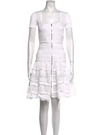 Pre-owned Alaïa Square Neckline Mini Dress W/ Tags In White