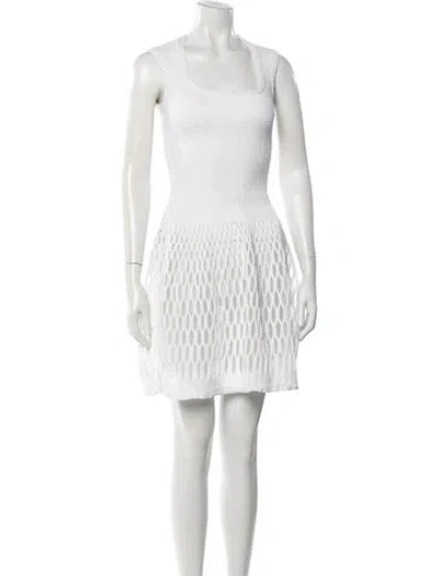 Pre-owned Alaïa Square Neckline Mini Dress In White