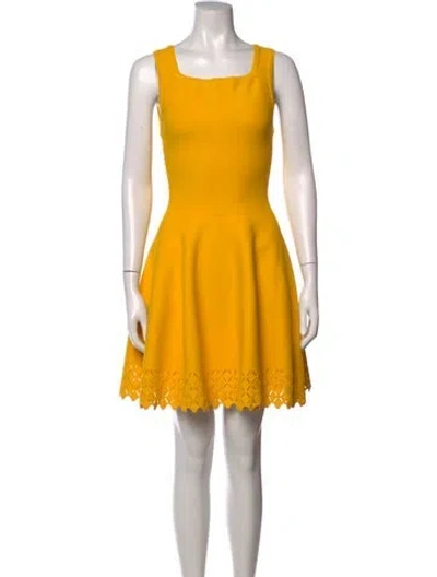Pre-owned Alaïa Square Neckline Mini Dress In Yellow