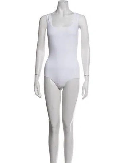 Pre-owned Alaïa Square Neckline Sleeveless Bodysuit In Blue/white