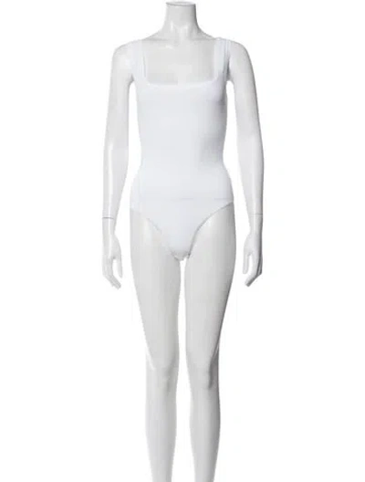 Pre-owned Alaïa Square Neckline Sleeveless Bodysuit In White