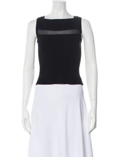 Pre-owned Alaïa Square Neckline Sleeveless Crop Top In Black