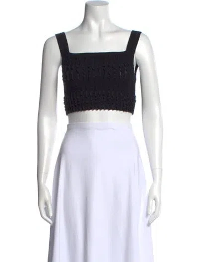 Pre-owned Alaïa Square Neckline Sleeveless Crop Top In Blue