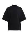 Alaïa High Neck Ribbed Cotton T-shirt In Black