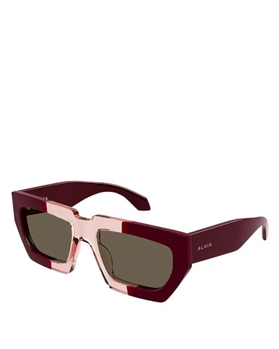 Alaïa Square Sunglasses, 56mm In Burgundy