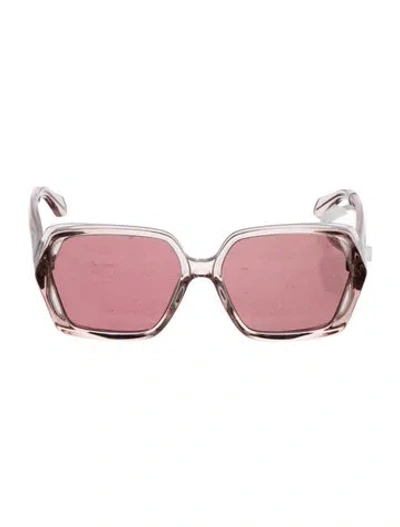 Pre-owned Alaïa Square Tinted Sunglasses In Clear/pink