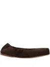 Alaïa Alaia Square-toe Ballet Flats With Elasticated Detail In Brown