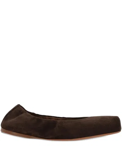 ALAÏA ALAIA SQUARE-TOE BALLET FLATS WITH ELASTICATED DETAIL