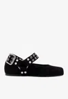 Alaïa Square-toe Biker Ballet Flats In Black