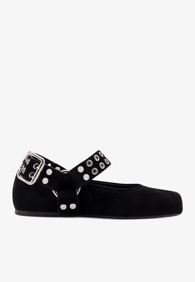 Alaïa Square-toe Biker Ballet Flats In Black