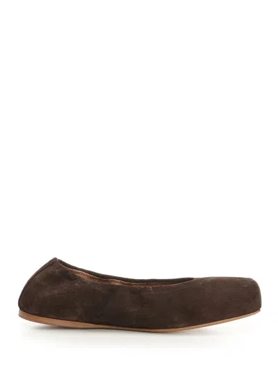 Alaïa Square-toe Flat Ballerinas Scarpe Basse Brown