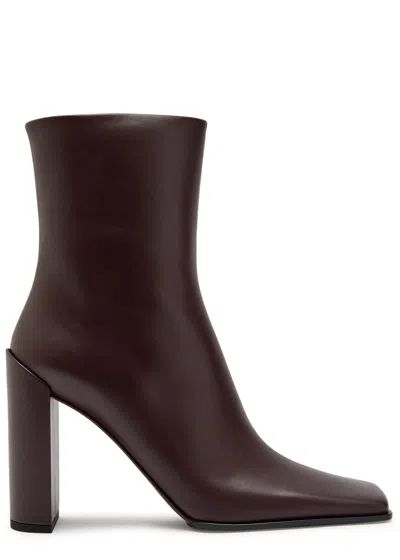 Alaïa Square Toe Leather Ankle Boots In Brown