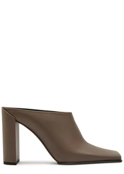 Alaïa Square Toe Leather Mules In Brown
