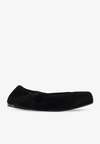 Alaïa Square-toe Suede Ballet Flats In Black