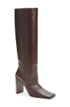 Alaïa Square Toe Tall Boot In Brown