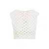 Alaïa Textured White Knit Crop Top In White