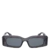 Alaïa Rectangular Frame Sunglasses Striped Pattern In Gray