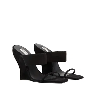 Alaïa Square-toe Curved Wedge Mules In Black