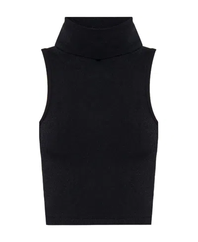 Alaïa Stand-up Collar Top In Black
