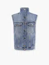 Alaïa Womens Alaia High-neck Faded-wash Regular-fit Denim-blend Vest
