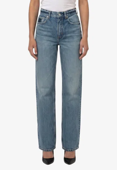 Alaïa Straight-leg Faded Jeans In Blue