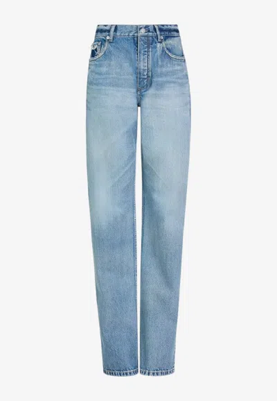 Alaïa Straight-leg Washed Jeans In Blue