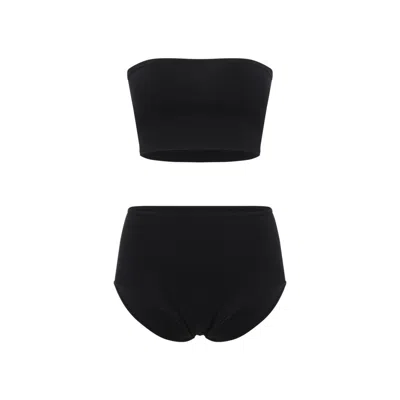 Alaïa Strapless Bandeau Top And High-waisted Bottoms Set In Black