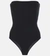 Alaïa Strapless Bustier Bodysuit In Black