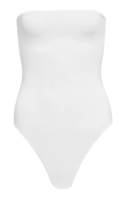 Alaïa Strapless Jersey Bodysuit In White