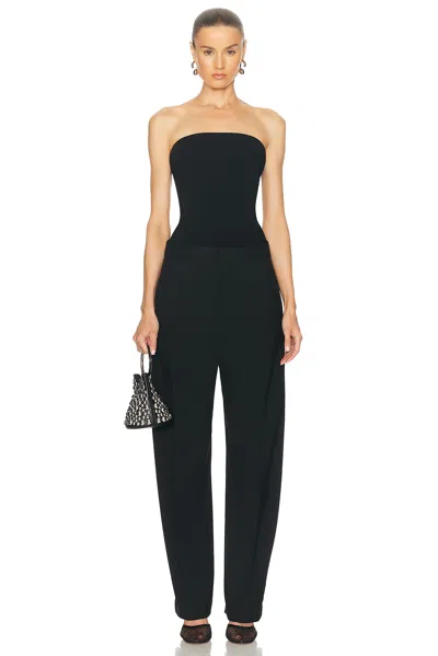 Alaïa Strapless Wool Tuexdo Jumpsuit In Black