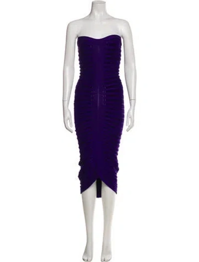 Pre-owned Alaïa Strapless Knee-length Dress In Purple