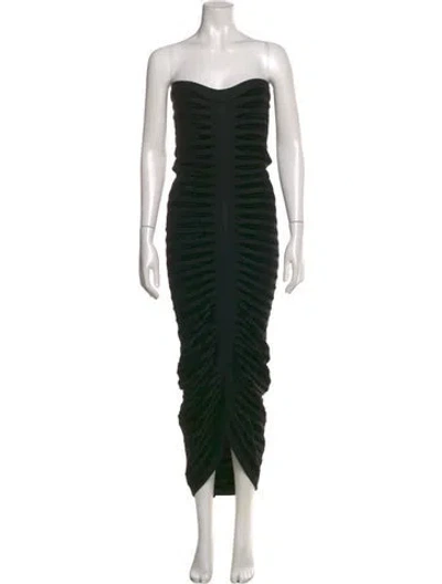 Pre-owned Alaïa Strapless Midi Length Dress In Black