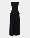 Alaïa Strapless Pipe Maxi Dress In Noir Alaia
