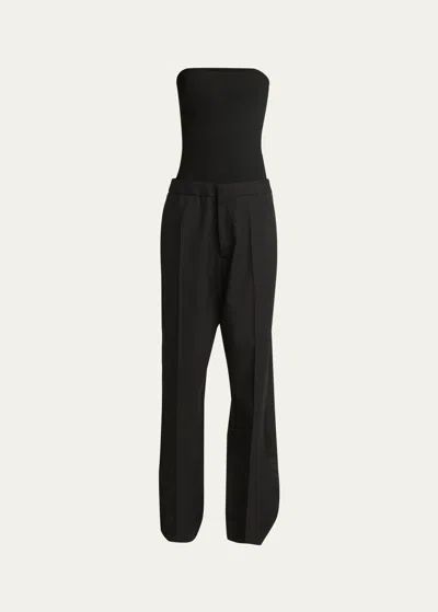 Alaïa Strapless Wool Tuexdo Jumpsuit In Black